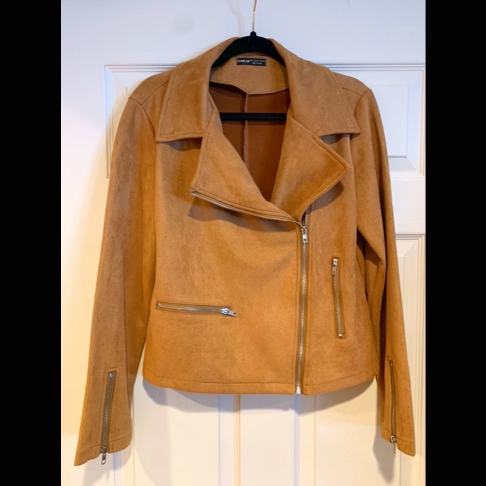 Faux-Suede Zip Up Jacket